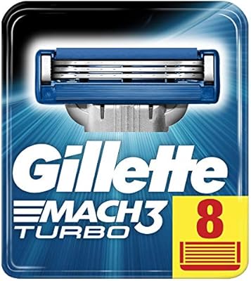 Gillette Mach3 Turbo Razor Blades for Men, 8 Count