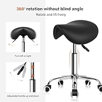 KKTONER Rolling Saddle Stool Black — image 4