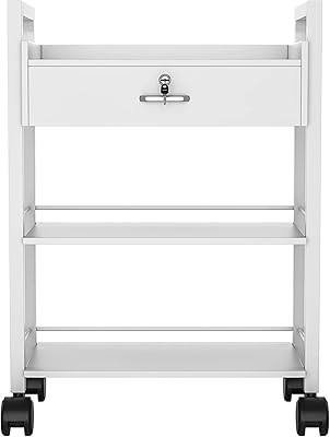 Paddie Salon Beauty Cabinet Cart Trolley 3-Layer White