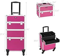 Mefeir 3 in 1 Rolling Makeup Train Case - Rose Pink — image 3