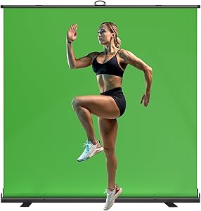 WASJOYE Large Retractable Green Backdrop Screen 79 x 79 in