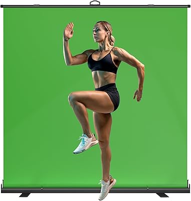WASJOYE Large Retractable Green Backdrop Screen 79 x 79 in