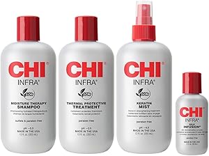 CHI Home Stylist Kit, 12 Oz Infra Shampoo, 12 Oz Treatment, 12 Oz Keratin Mist & 2 Oz Silk Infusion