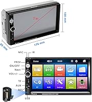AMPrime Double Din Car Stereo with Bluetooth 7-inch Touch Screen — image 8
