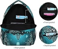 MNSRUU Teal School Backpack Butterfly Skull Blue College Knapsack Laptop Rucksack — image 7