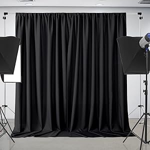 Joydeco Black Backdrop Curtains 5ft x 10ft 2 Panels
