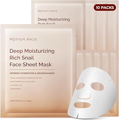 MOTHER MADE Glowing Glass Skin Hydrating Snail Face Masks 10 EA