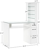 BarberPub Manicure Table with Drawers, White, 456019 inch — image 3