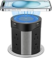 HEZI Pop Up Outlet with Wireless Charger, 8 AC Outlets & 4 USB Ports — image 1