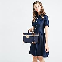 urecity Vintage Makeup Train Case, Navy Blue — image 7