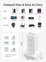 Thoolor Surge Protector Power Strip 6FT with 12 Outlets & 4 USB Ports — image 8