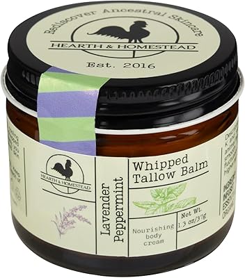 Hearth and Homestead Handmade Whipped Tallow Balm Lavender Peppermint 1.3oz