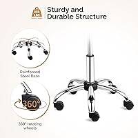 OmySalon Saddle Stool Rolling Chair, White — image 6