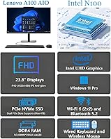 Lenovo 24″ FHD All-in-One Desktop Computer, Intel N100, 16GB RAM, 512GB SSD — image 2