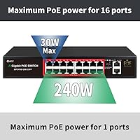 STEAMEMO 16-Port PoE Switch with 240W Power and 2 Gigabit Uplinks — image 2
