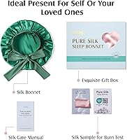YFONG 100% 22 Momme Mulberry Silk Bonnet for Sleeping - Green — image 7