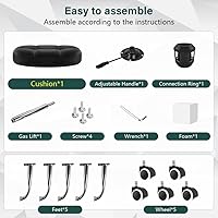 BFTOU Black Minimalist Swivel Stool with Wheels — image 7