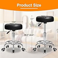 YEEZEE Rolling Stool PU Leather Round - Black1 — image 2