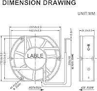 GDSTIME Axial Fan 17251, 172mm x 150mm x 51mm, 110V AC — image 8