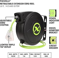 Flexzilla 50' Retractable Extension Cord Reel, 14/3 AWG — image 3