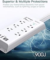 Addtam 10ft Flat Plug Extension Cord with 6 Outlets and 4 USB Ports — image 5