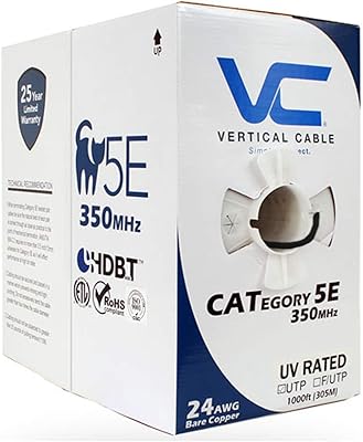 Vertical Cable Cat5e 350 MHz UTP Ethernet Cable 1000ft