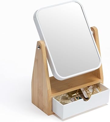 YEAKE Vanity Double Sided Magnifying Makeup Mirror with Storage