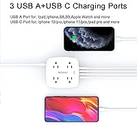 YISHU 20 Ft Surge Protector Power Strip with USB Ports — image 3