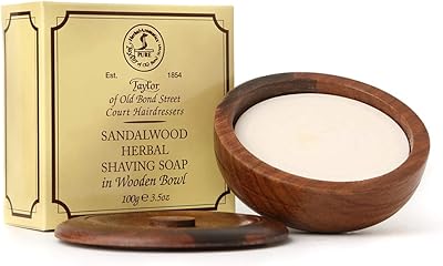 Taylor of Old Bond Street Sandalwood Shaving Soap, 3.5oz Wooden Bowl
