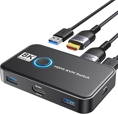 Viagkiki KVM Switch 1 Monitor 2 Computers