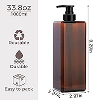 Suream Large Pump Bottles for Shampoo and Conditioner, 33.8oz, 3-Pack — image 4
