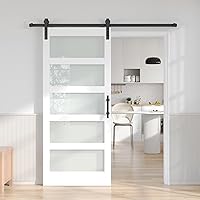 Fredbeck 36x80 White Glass Barn Door with Hardware Kit — image 1