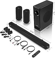 Raineverry 5.1 Surround Sound Bar with Wireless Subwoofer and Rear Speakers — image 9