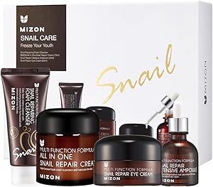MIZON Full Korean Skincare Set with Snail Repair Cream, Ampoule, Cleanser, Eye Cream Review