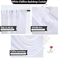 PARTISKY 10x7ft White Chiffon Backdrop Curtains — image 5