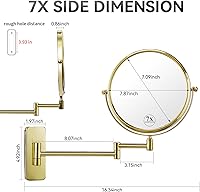 Nicesail Wall Mounted Makeup Mirror, 7X Magnification, Gold Finish — image 3