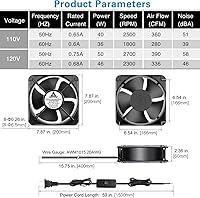 GDSTIME AXIAL Fan 20060, 200mm x 200mm x 60mm, 120V AC — image 7