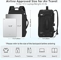 Snoffic Travel Backpack for Women, 17.3-inch Laptop Backpack, Black — image 2