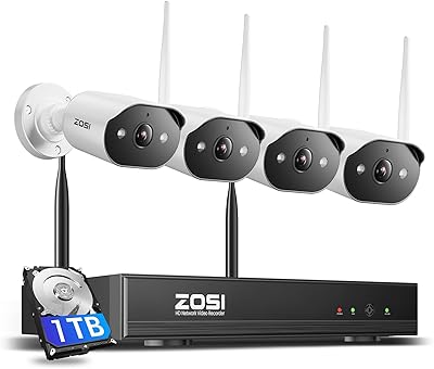 ZOSI 2K WiFi 6 Security Camera System 4-Camera Set with 1TB NVR