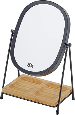 JOYOEIKON Tabletop Magnifying Makeup Mirror with Bamboo Tray
