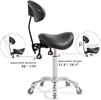 Antlu Saddle Stool Rolling Chair with Back Support — image 3