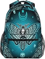 MNSRUU Teal School Backpack Butterfly Skull Blue College Knapsack Laptop Rucksack — image 1