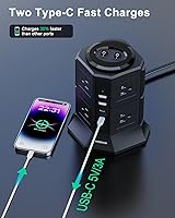 NVEESHOX Surge Protector Power Strip Tower with 8 AC Outlets & 4 USB Ports — image 4