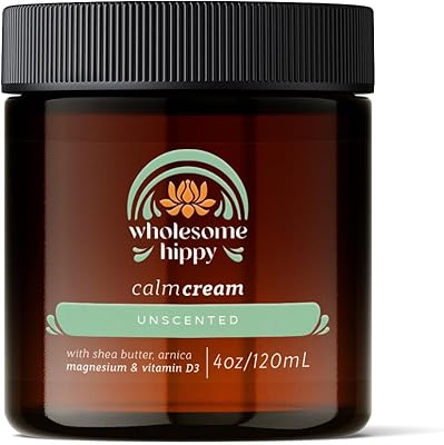 WHOLESOME HIPPY Calm Cream – Unscented Body Butter with Magnesium, Vitamin D3, Shea, Arnica & Turmeric – 4oz