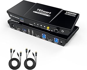 TESmart HKS201-P23 USB 3.0 HDMI KVM Switch 2 Port 4K@60Hz