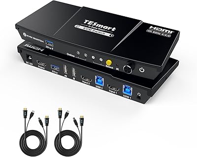 TESmart HKS201-P23 USB 3.0 HDMI KVM Switch 2 Port 4K@60Hz