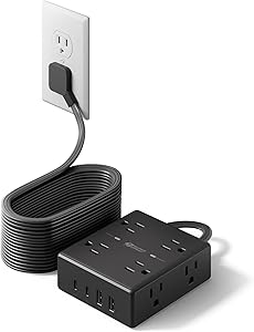 SUPERDANNY 20Ft Long Extension Cord Surge Protector Power Strip with USB-C Review