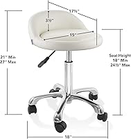 Saloniture Rolling Hydraulic Salon Stool with Low Backrest - Cream — image 3