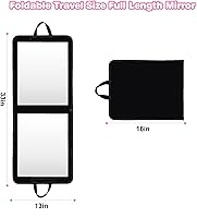 LPHUMEX Foldable Portable Full Length Mirror, 33″x13″, Black — image 2