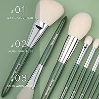 EVRCHGIEA Natural Goat Hair Makeup Brush Set, 9 Pieces - Green — image 6